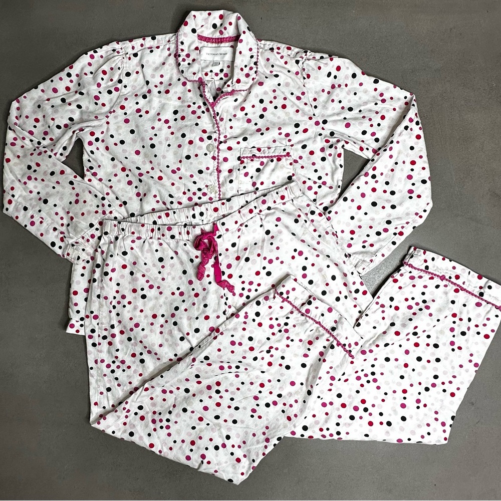 Victoria’s Secret White / Pink Polka Dots Pajama Set S/P SHORT